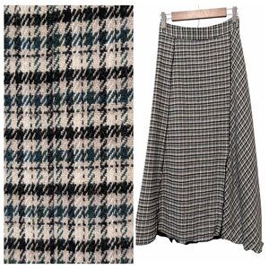 Vintage List Womens Sz S? Black White Plaid Back Zipper Academia Knee Midi Skirt
